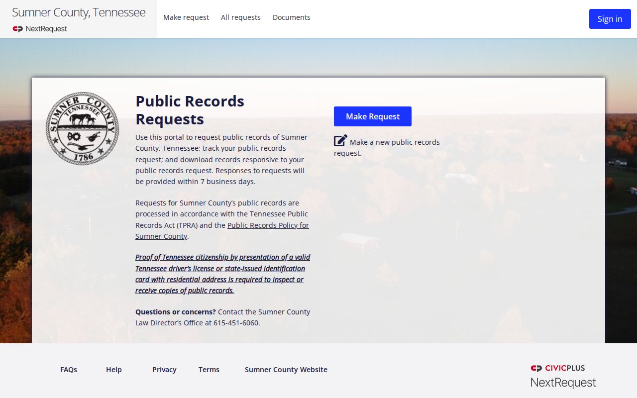 Sumner County public records request portal for non-court records