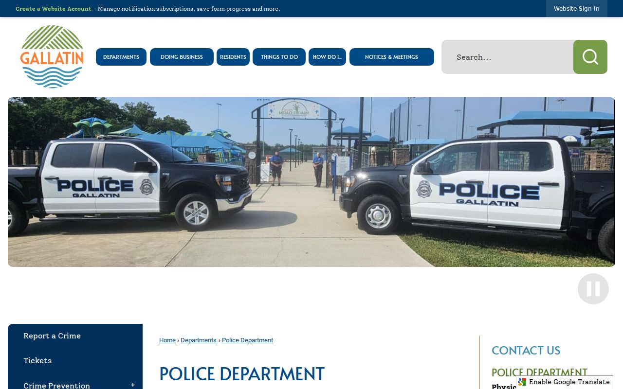 Gallatin warrant records police department contact information