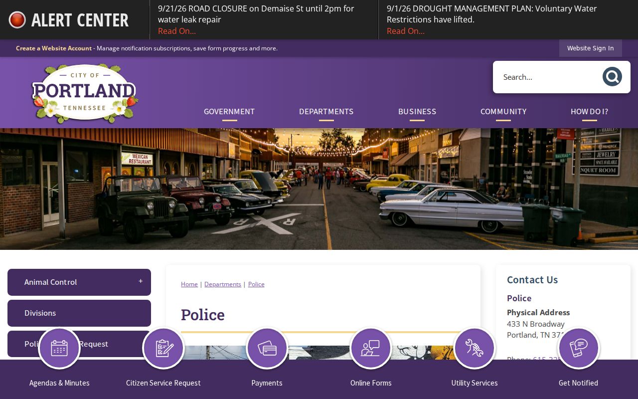 Portland warrant records police contact and municipal court schedule